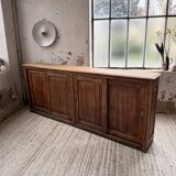 XL oak workshop sideboard with sliding doors from 1900