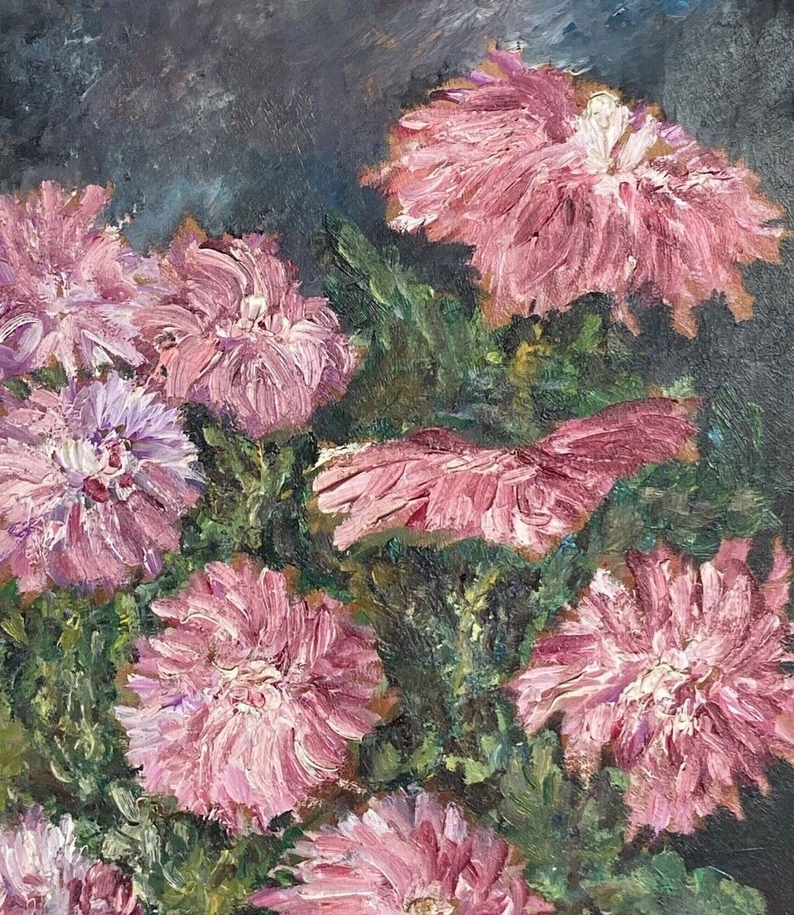 Oil on panel by r fescheux still life bouquet of flowers