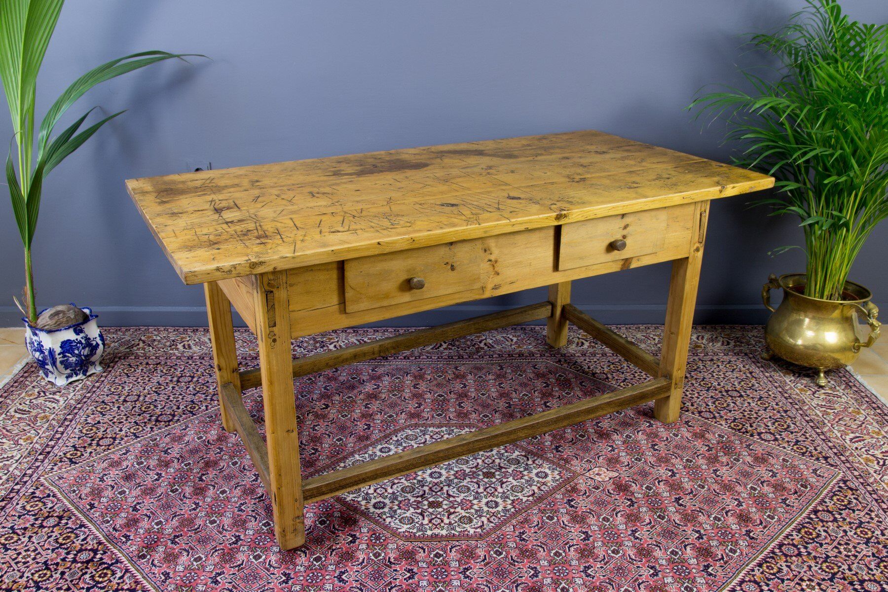 Vintage Rustic Baltic Pine Dining Table, 1930s