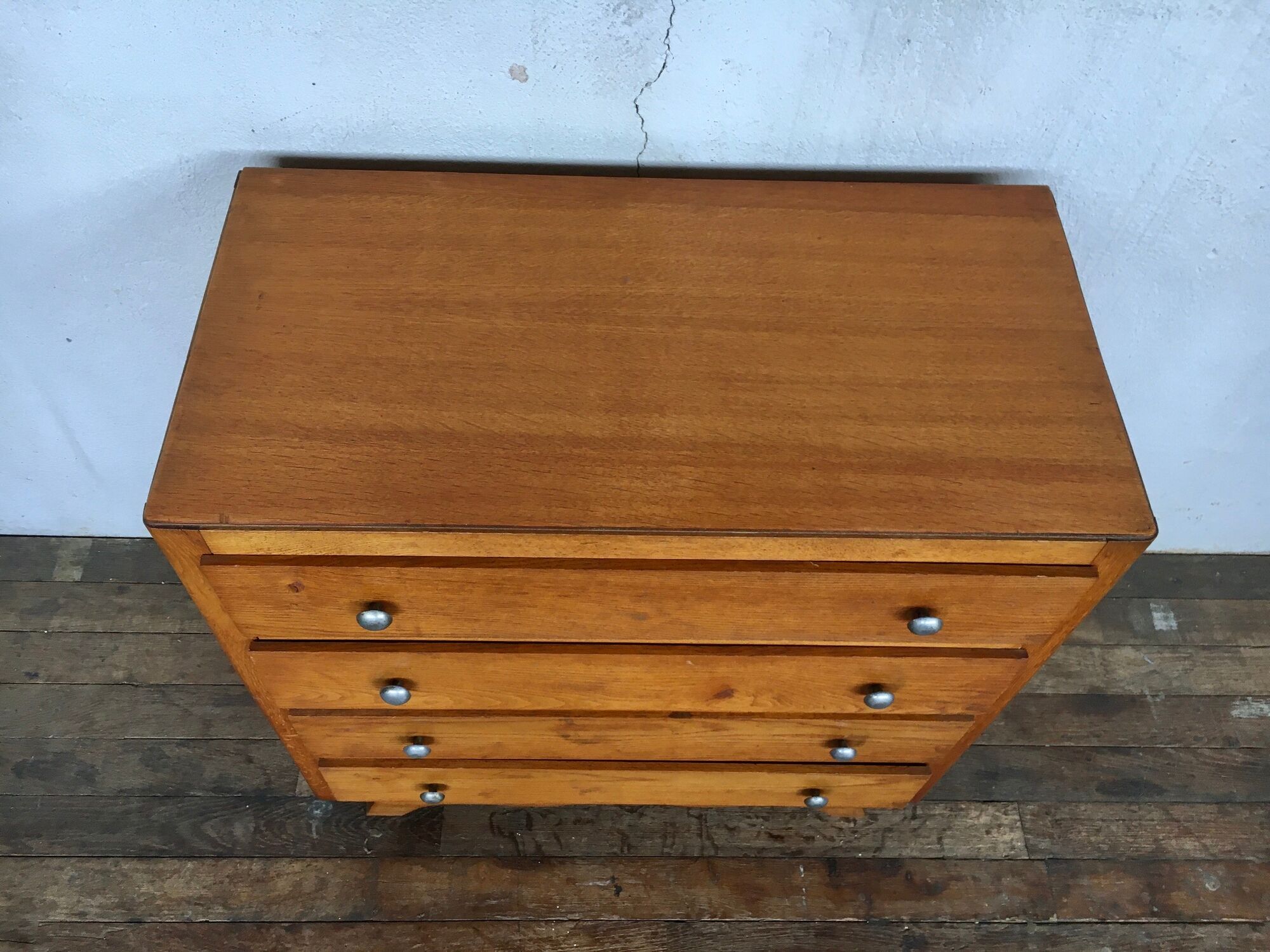 Chest of drawers vintage oak feet compass retro 1950 4 drawers