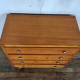 Chest of drawers vintage oak feet compass retro 1950 4 drawers