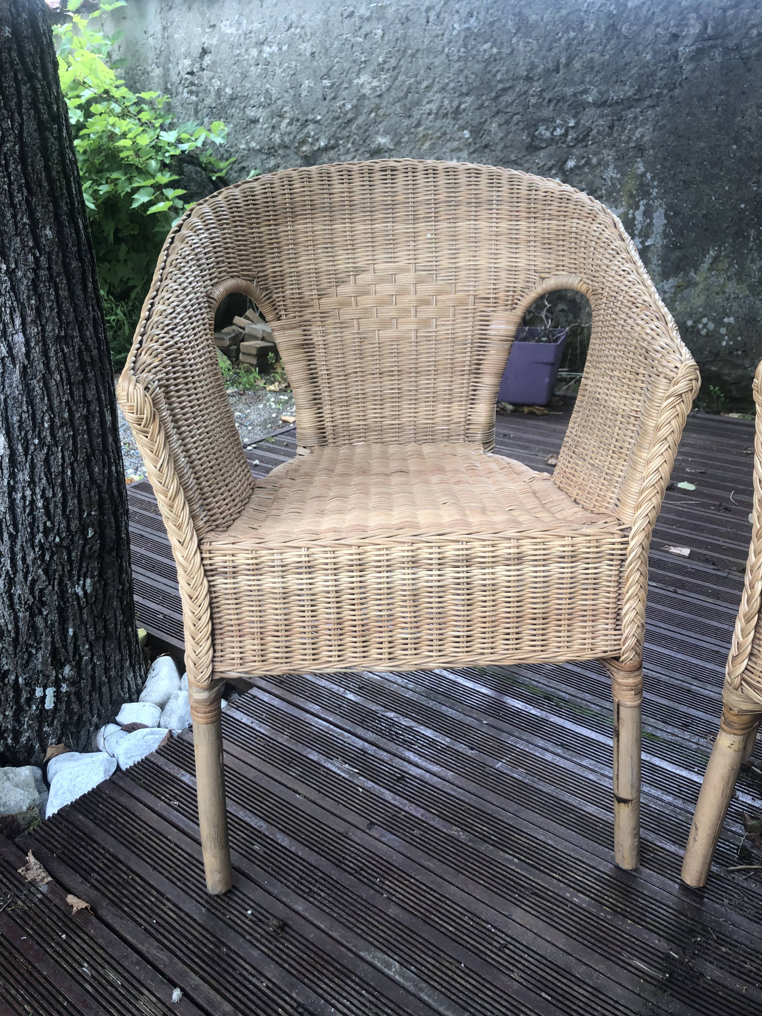 Pair of wicker armchairs