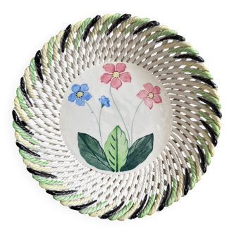 Woven ceramic fruit bowl from the 1950s