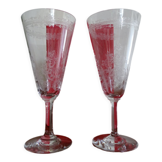 2 flutes champagne cristal  Baccarat modèle Lafayette signées