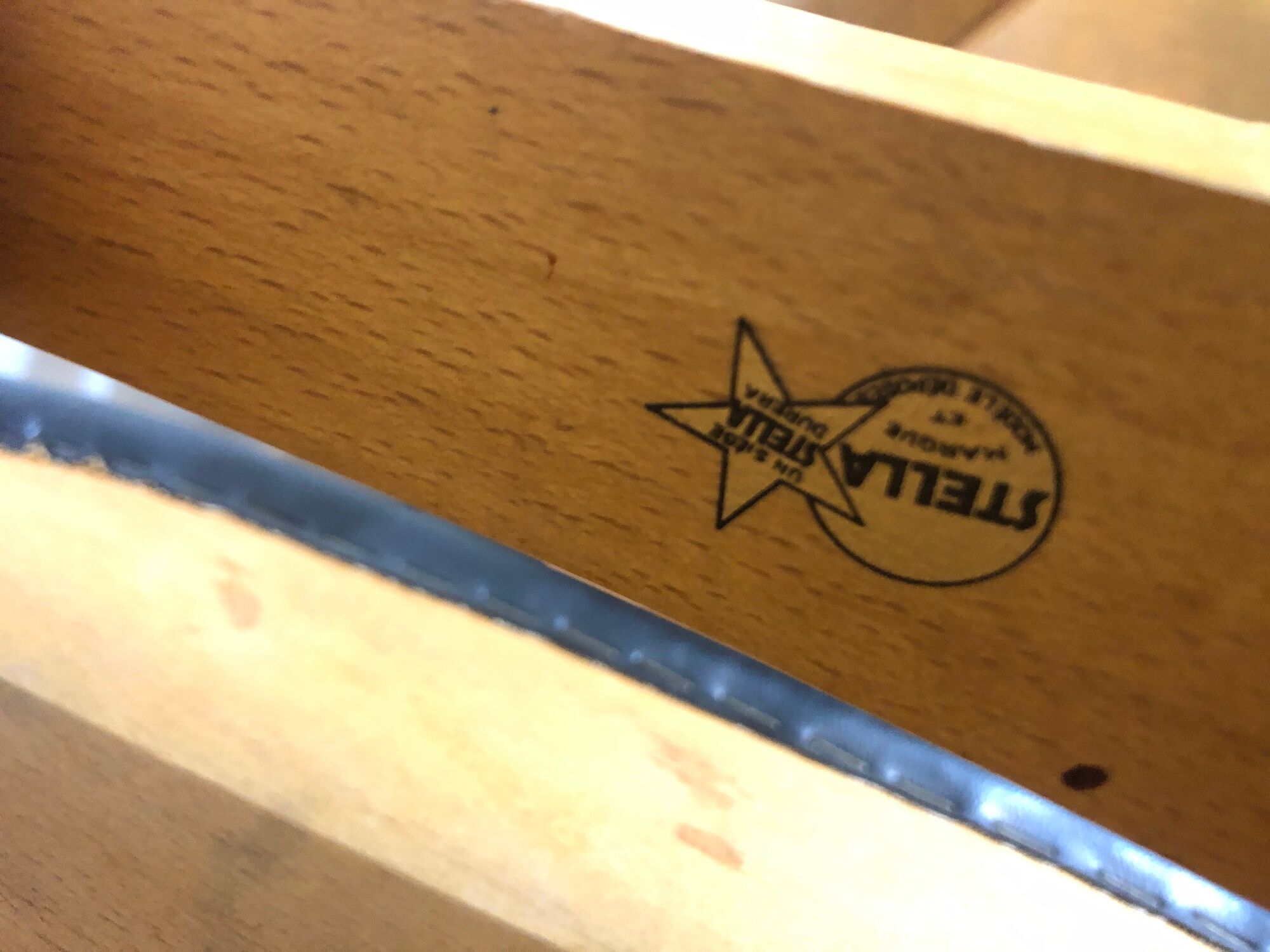 12 stella 1950 chairs in signed curved wood