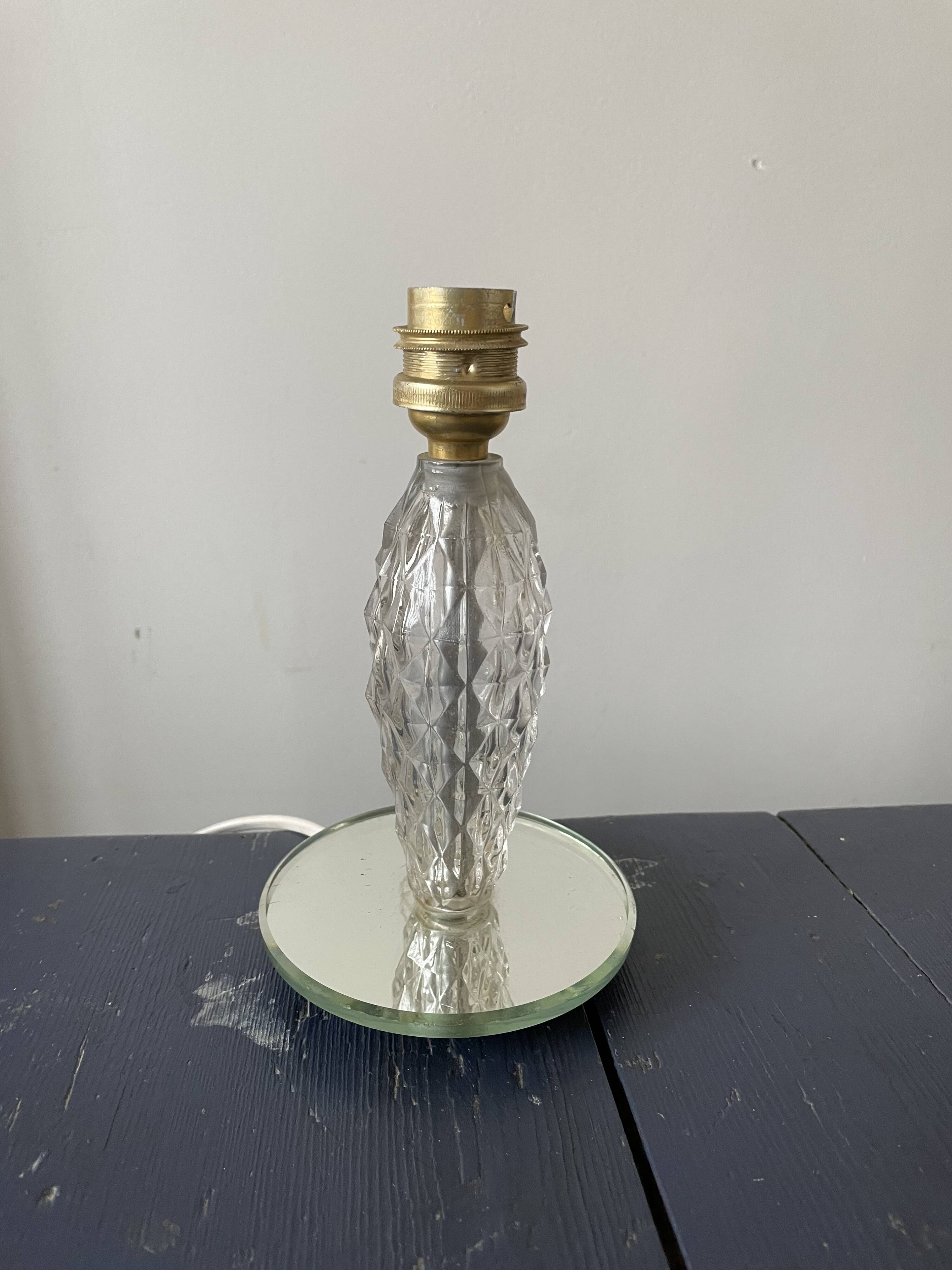 Old glass and mirror table lamp from the 1930s