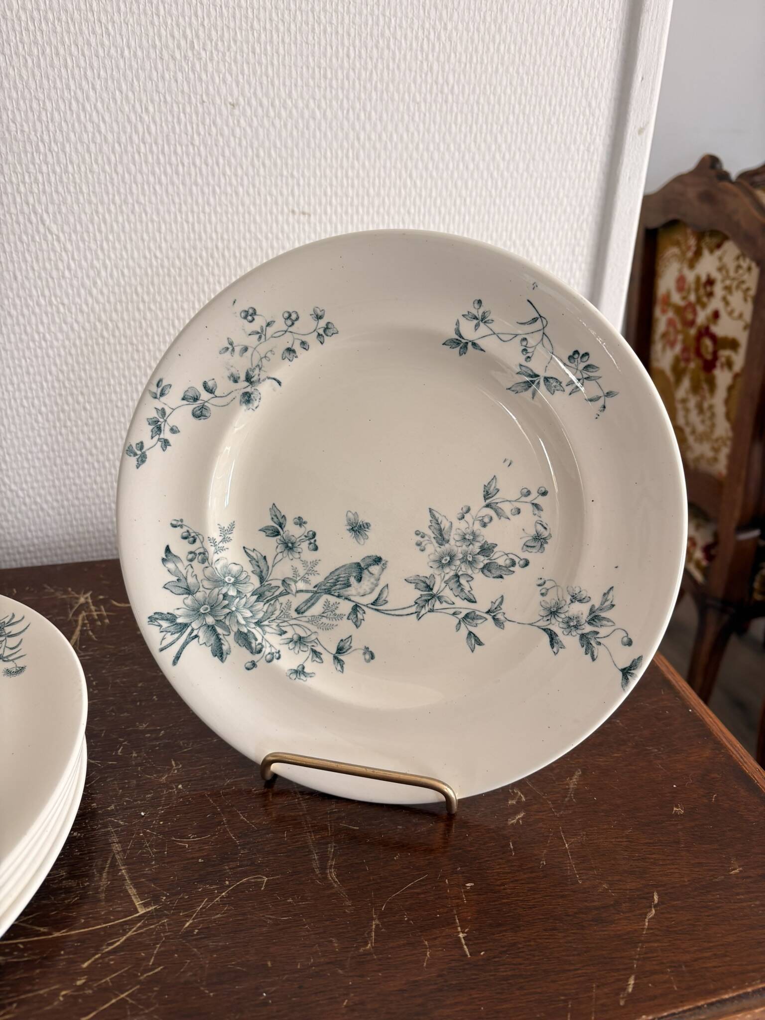 Lot 6 Plate Plates Faience Longwy Model Mignon