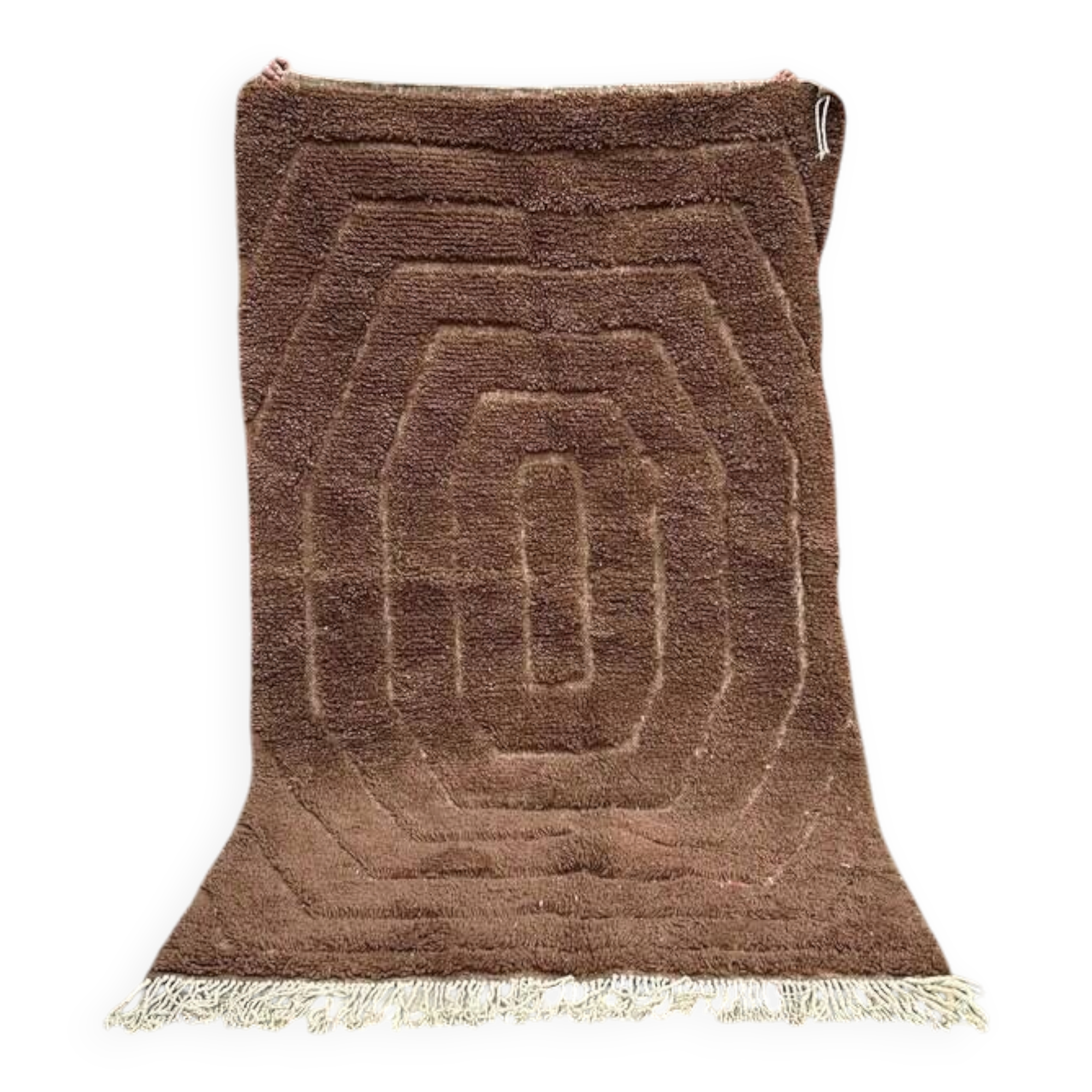 Traditional brown wool rug 250cm x 150cm