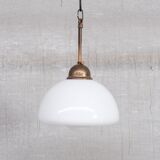 Opaline glass and brass mid-century pendant light