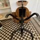Old school desk with integrated chair – oak and metal – year