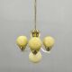 Art Deco Brass and Opaline Glass Chandelier, 1930s