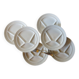 6 white Sarreguemines compartment plates
