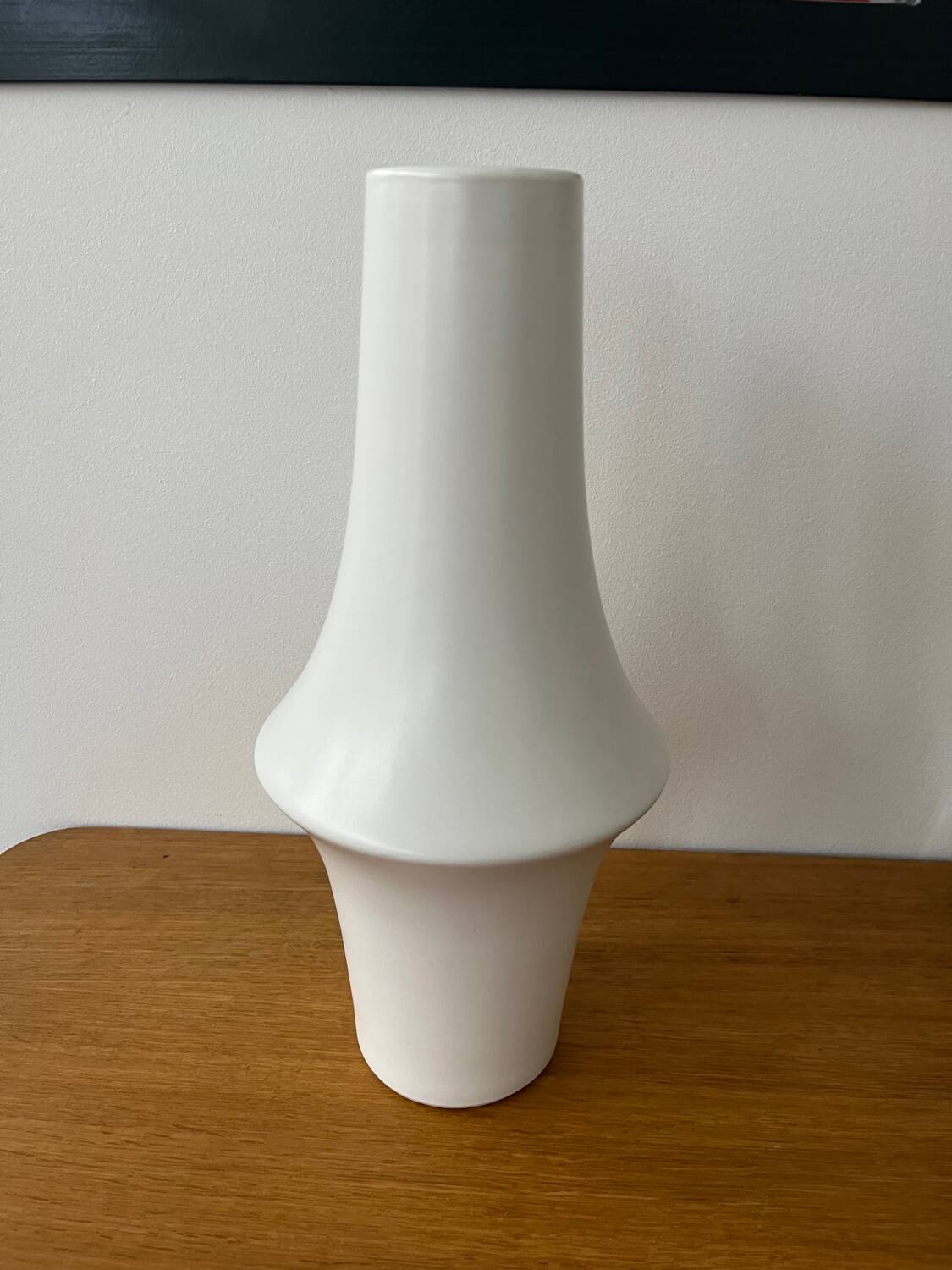 Contemporary white glazed ceramic vase, 32cm high
