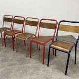 5 industrial style metal chairs, vintage