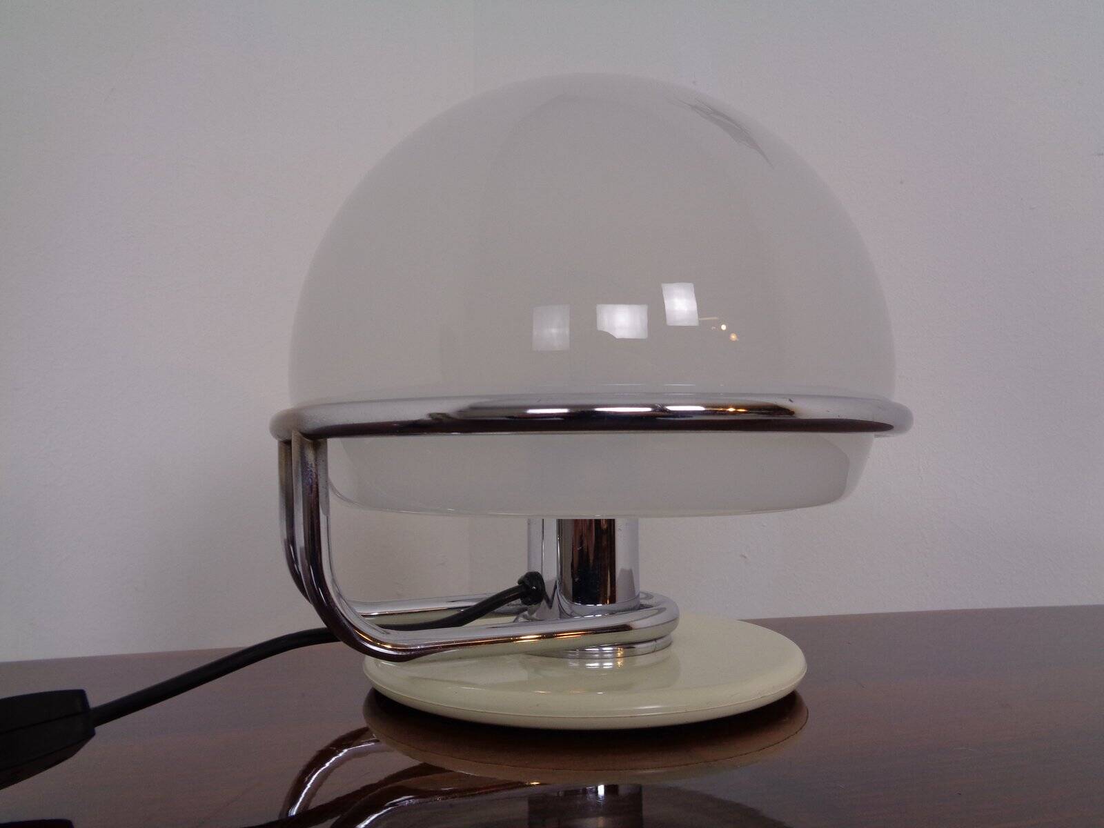 Italian Glass & Chromed Steel Table Lamp, 1960s