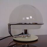 Italian Glass & Chromed Steel Table Lamp, 1960s