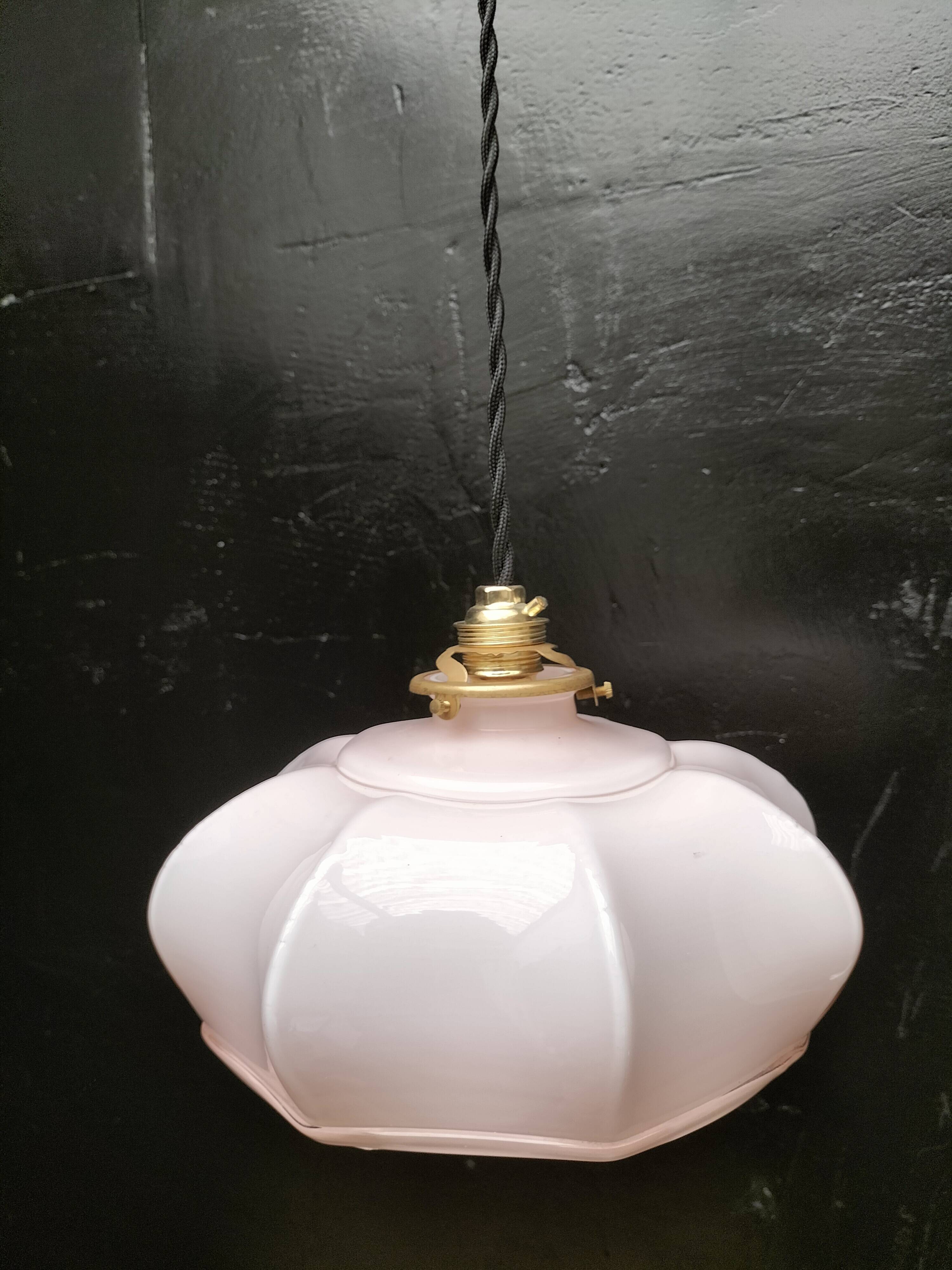 Pink opaline pendant light