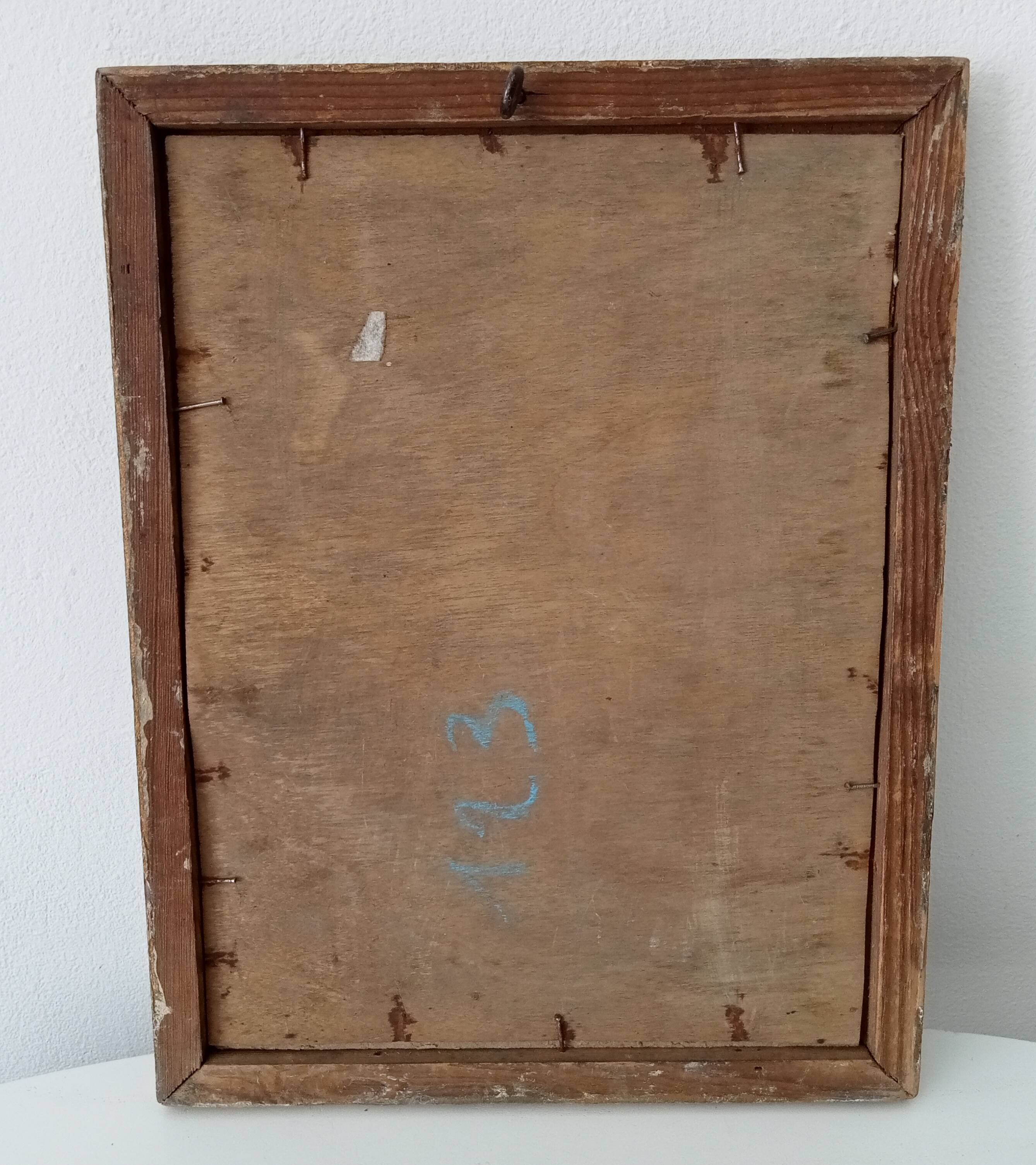 Old small format oil painting on board 19th century