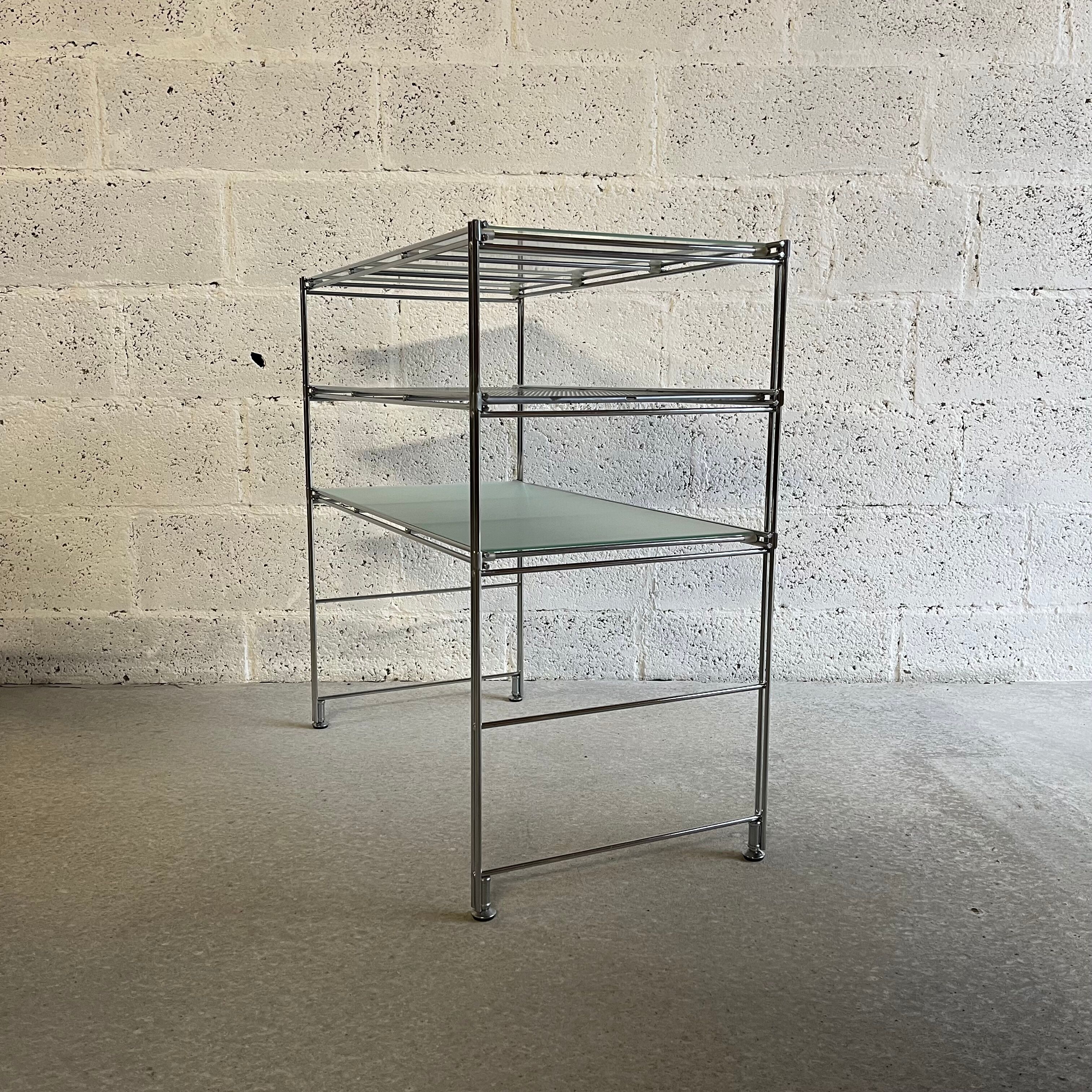 Modular shelf, tray in stainless steel and glass by Niels Gammelgaard for IKEA