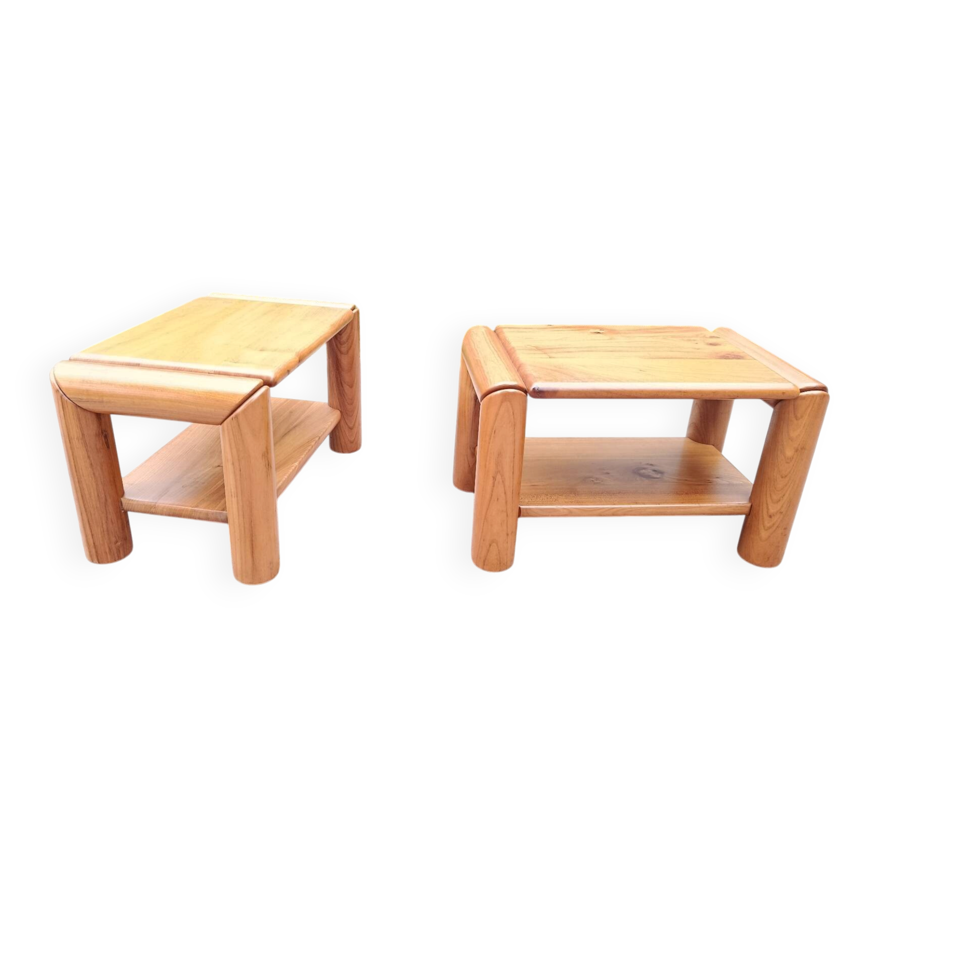 Brutalist bedside tables in elm