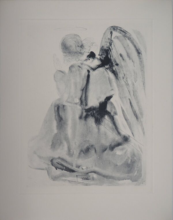 Salvador Dali : Divine Comédie, L’Ange, Gravure signée