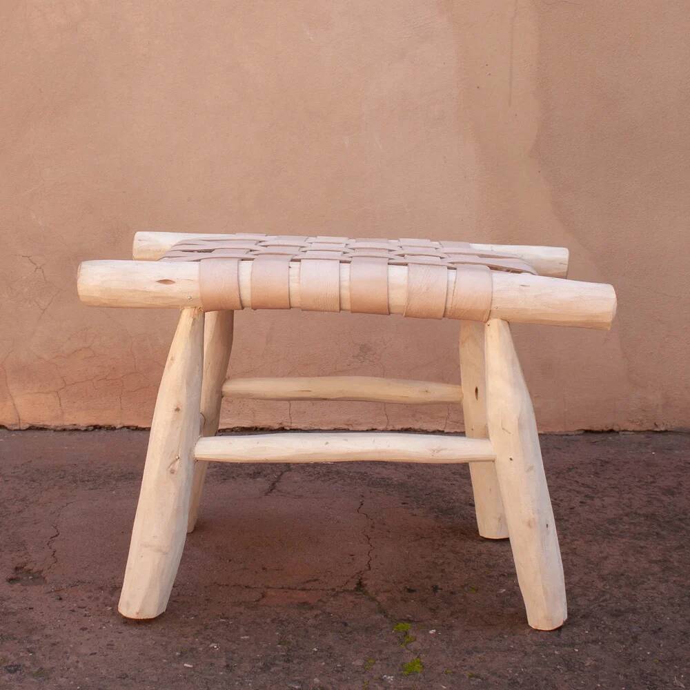 Woven leather stool