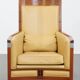 Art Deco armchair in yellow leather with high back