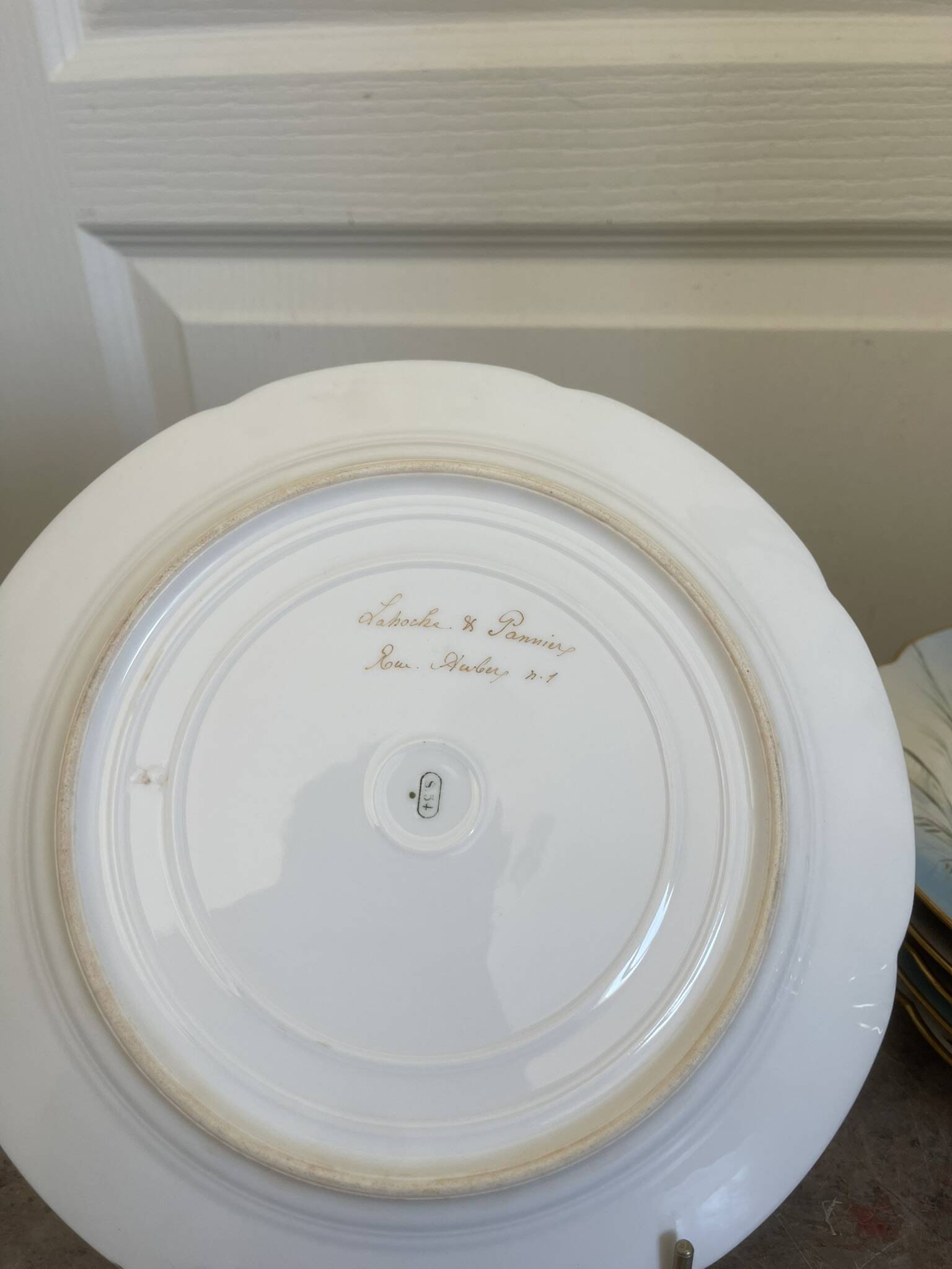 Antique 6x Sèvres Porcelain Plates Lahore & Basket 19th Century Hunting