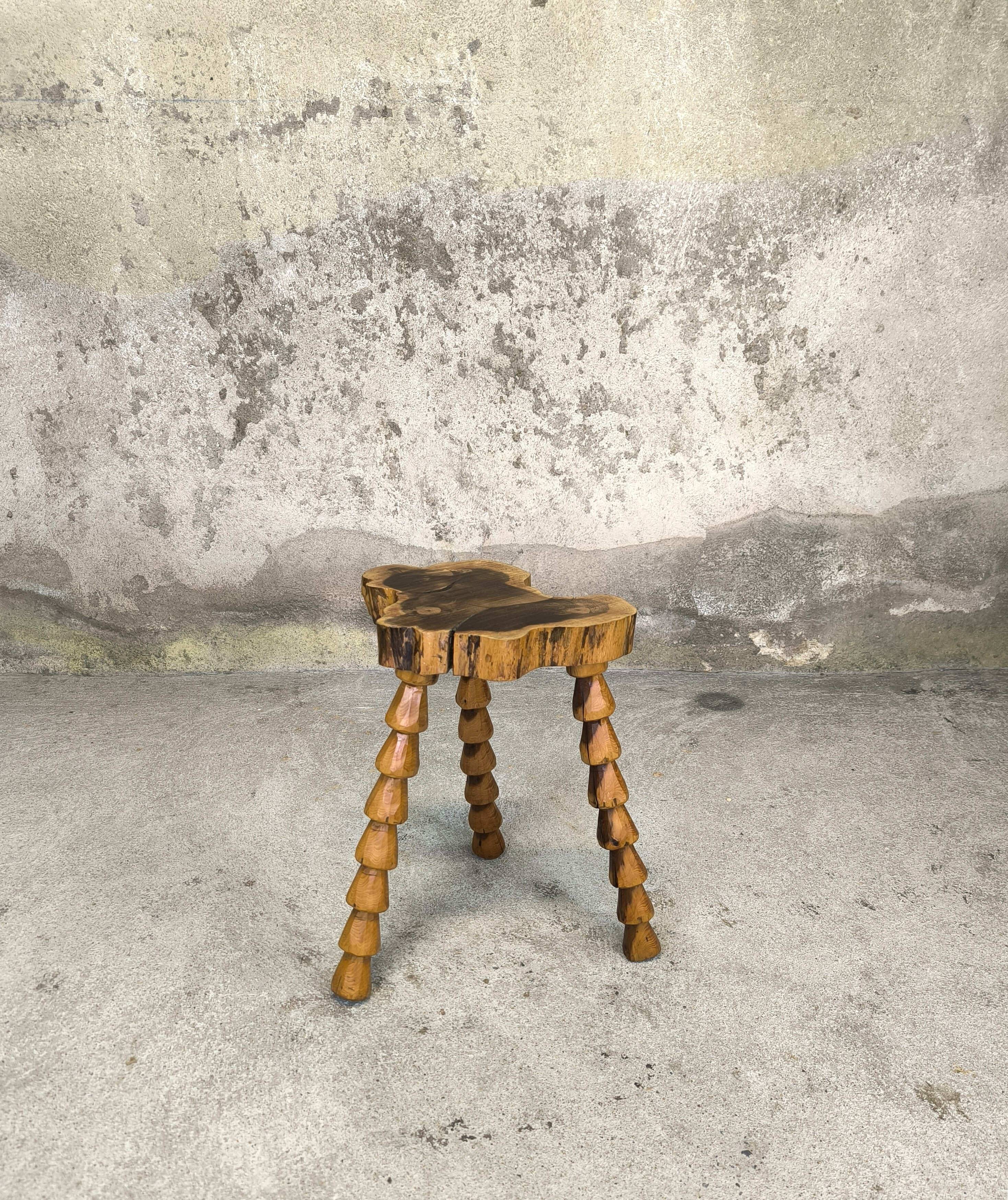 Brutalist wooden stool.