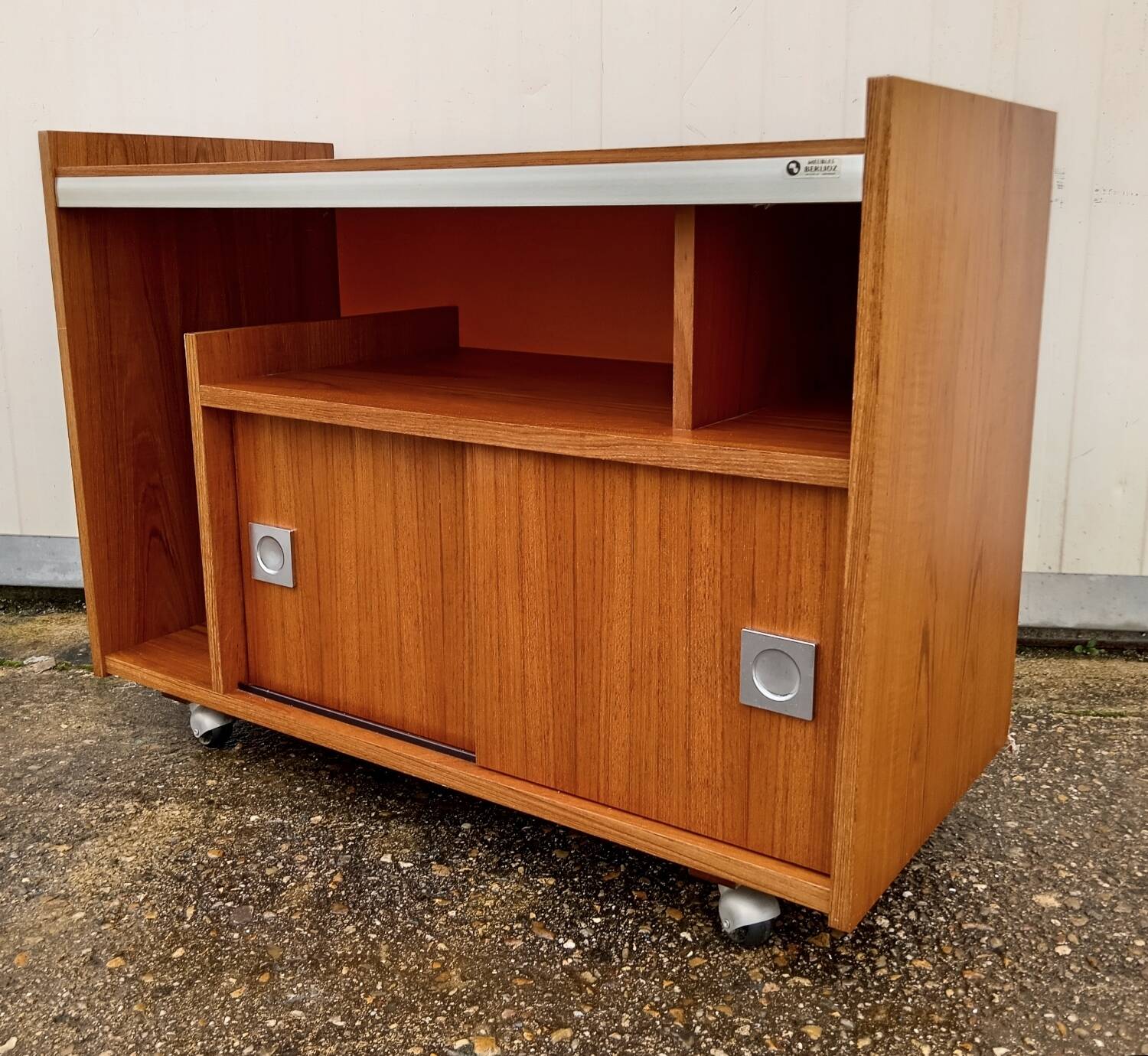 Vintage teak hifi cabinet by Berlioz 1970