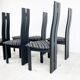 Set of 6 black wooden high back dining chairs - 1980s