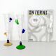 Pair of Postmodern Transparent Wine Glasses with Colored Details, Italy 1980s
