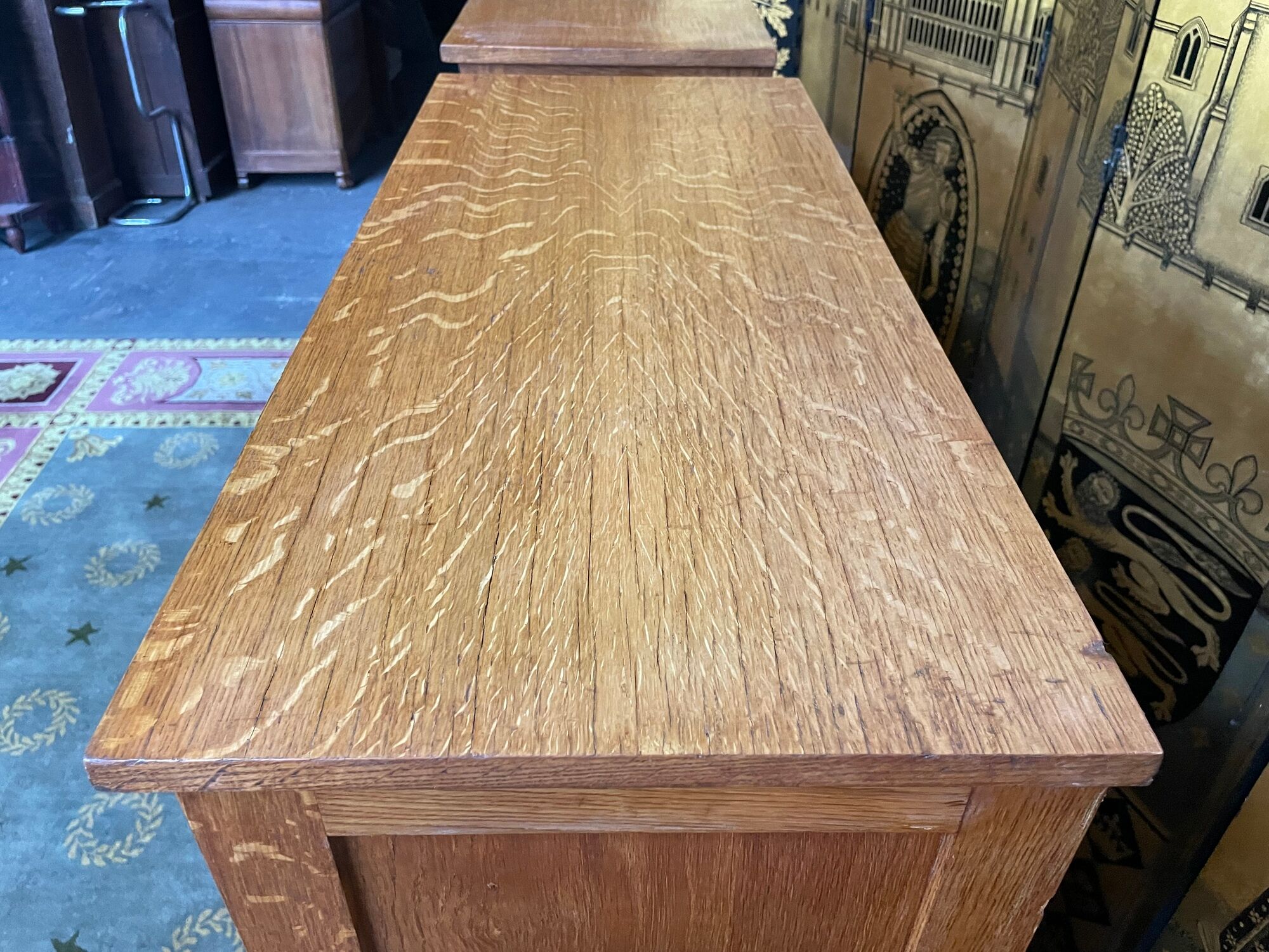 Pair of notary curtain binder furniture in oak 1950