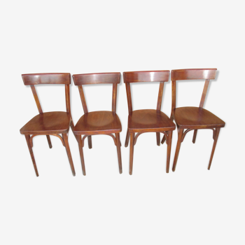 Suite de 4 chaises de bistrot Baumann 1960