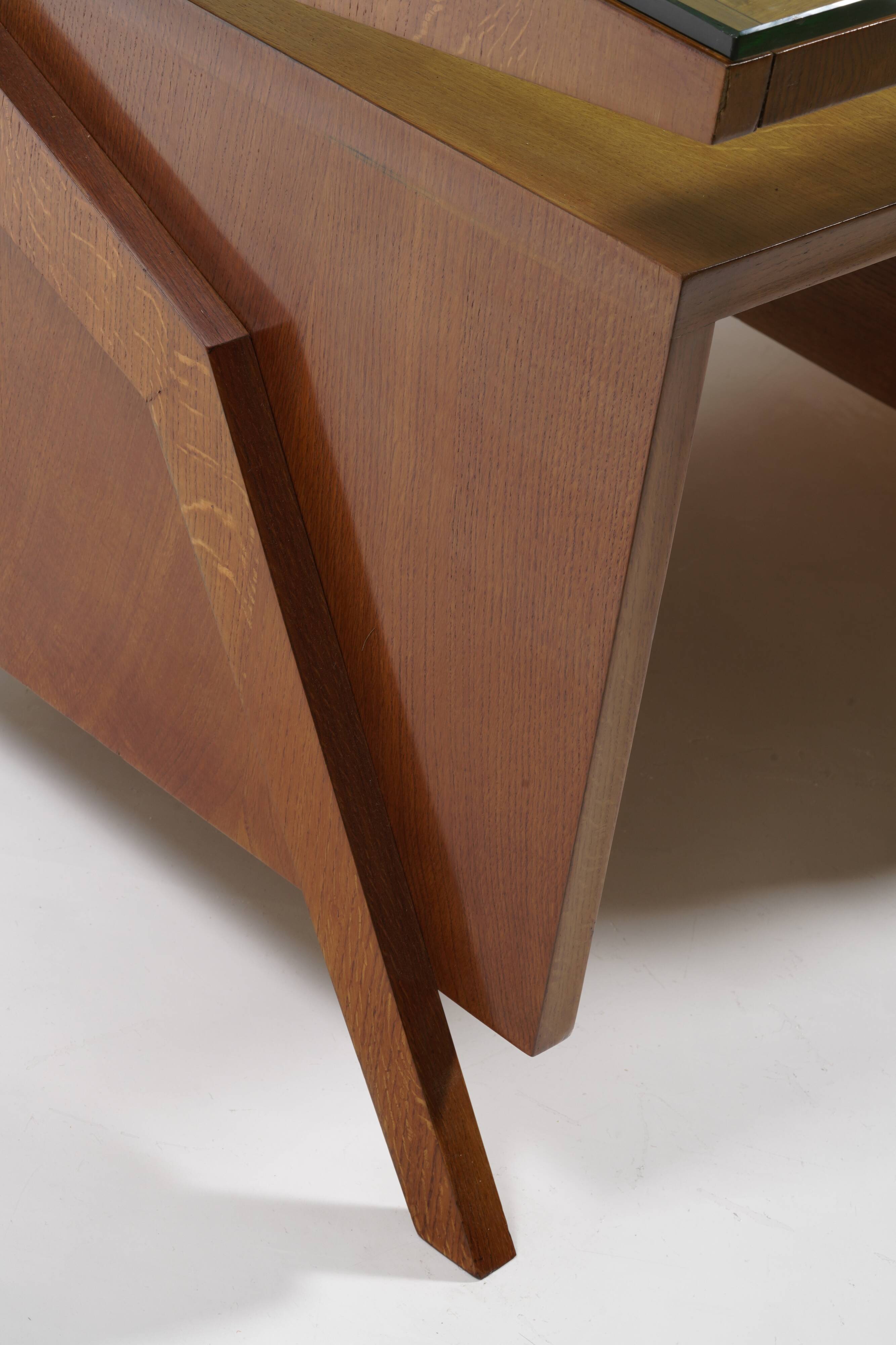 Mid-century Gio Ponti desk / Italian desk with a wooden and glass top