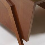 Mid-century Gio Ponti desk / Italian desk with a wooden and glass top