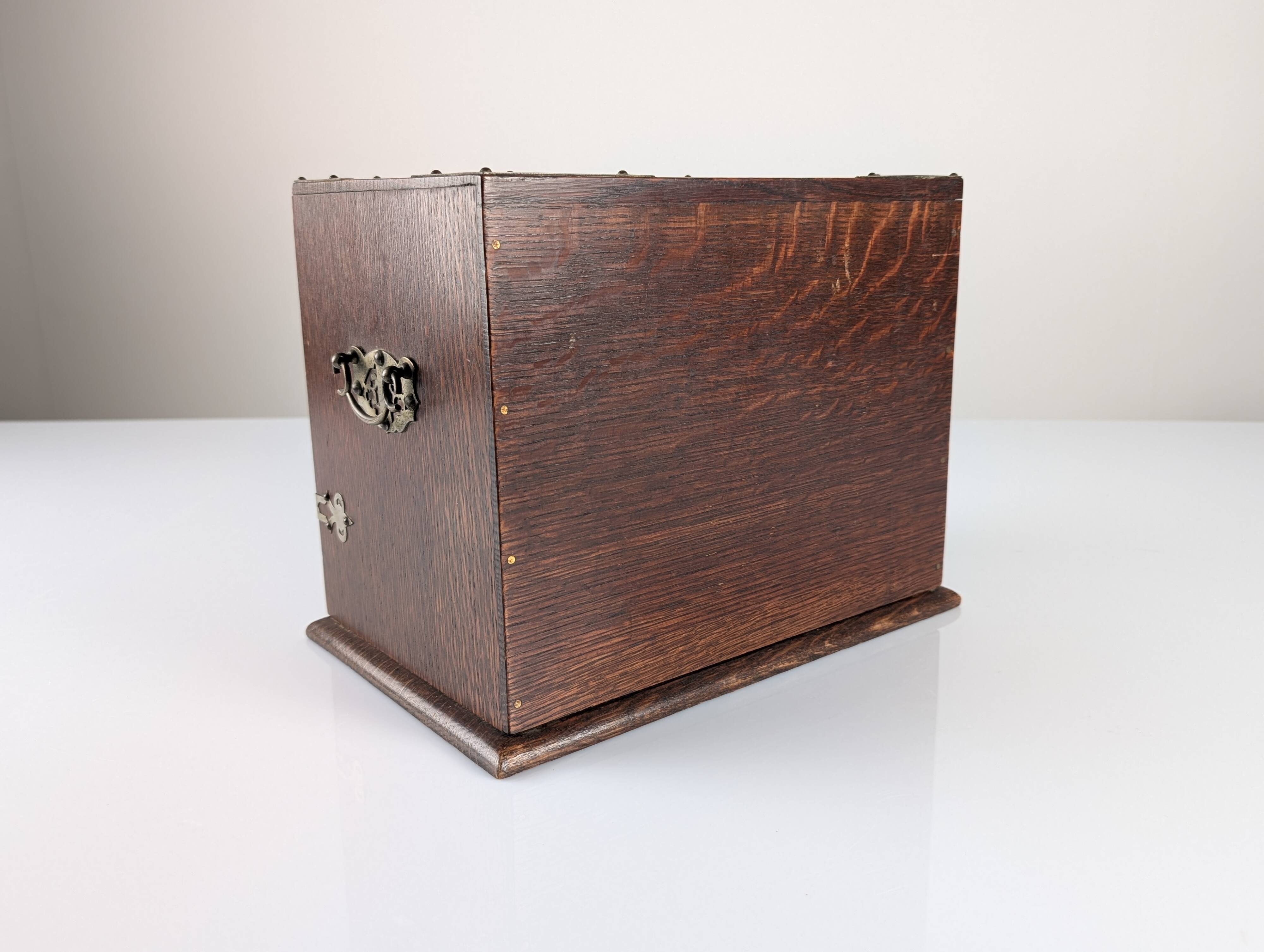 Victorian Oak Writing Cabinet with Automatic Tambour, 19th Century