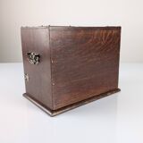 Victorian Oak Writing Cabinet with Automatic Tambour, 19th Century