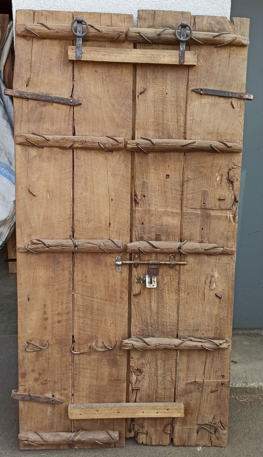 Old brown wooden door