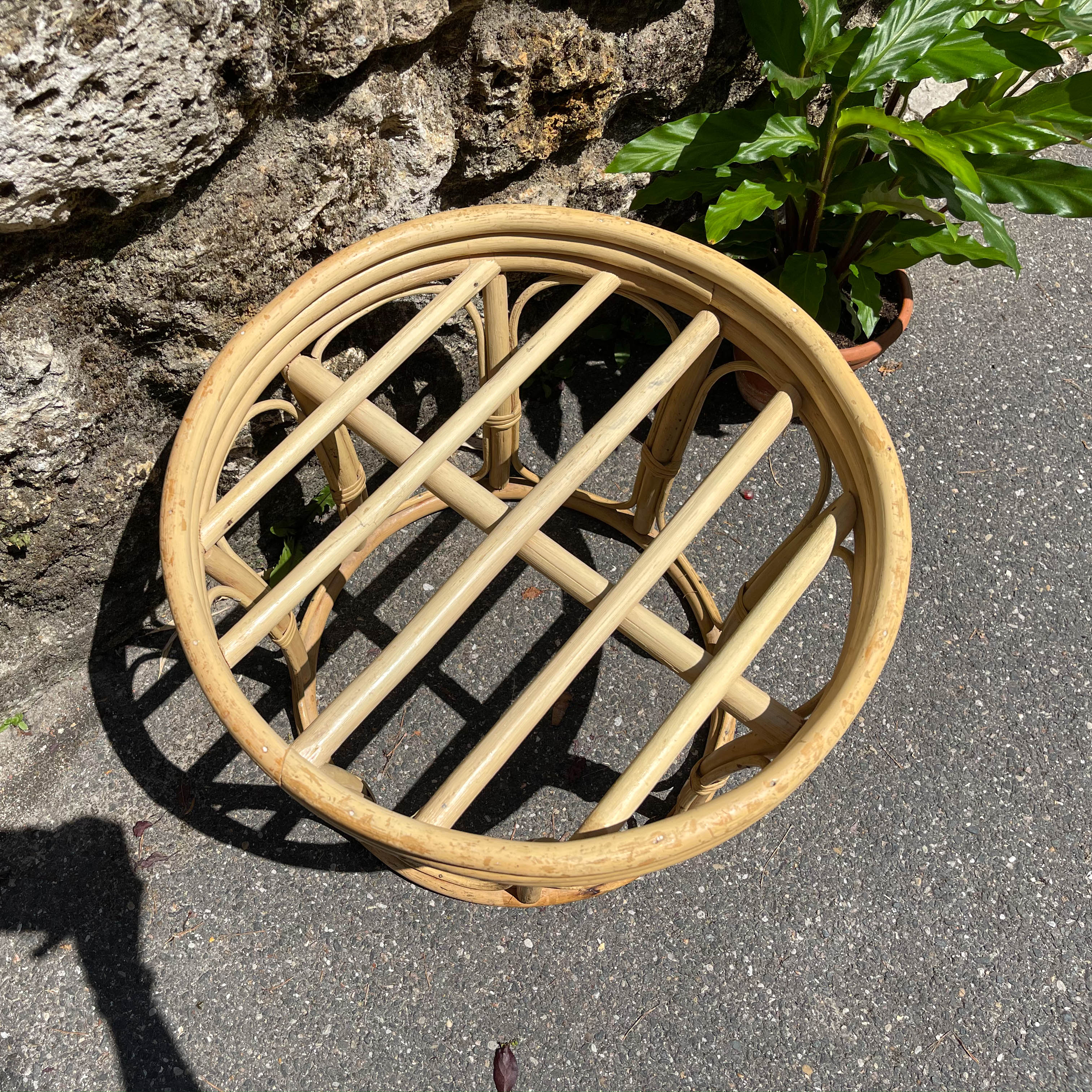Tabouret en bambou années 50