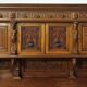 19th-century Renaissance walnut two-body buffet
