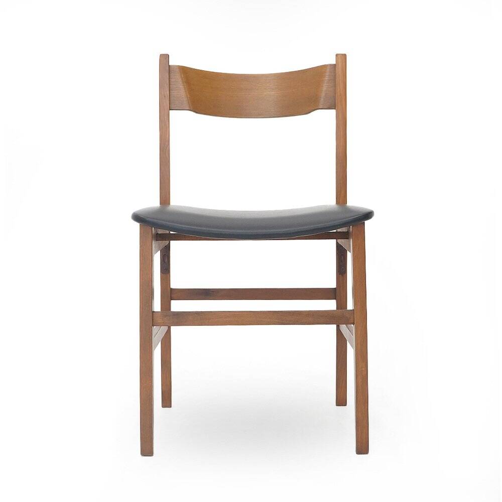 Chaises en bois vintage avec siège rembourré, années 1950, lot de 4