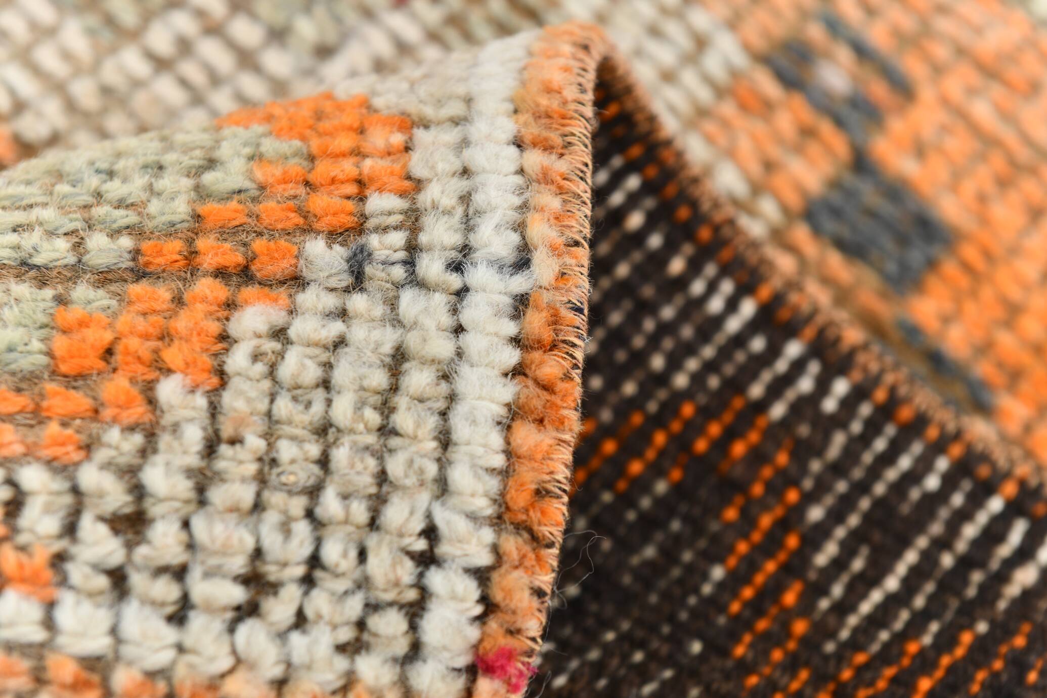 3x12 Vintage Red Orange Turkish Runner Rug, Handmade Wool Carpet, 86x352Cm