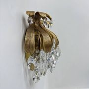 Palwa crystal wall lamp sconce by Ernst Palme, brass pineapple, 1960s, Germany