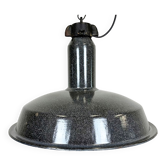 Large Industrial Grey Enamel Factory Lamp with Cast Iron Top, 1960s