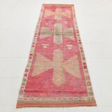 3x10 Faded Pink Handmade Orientel Runner, Decorative Hall Rug, 92x307Cm