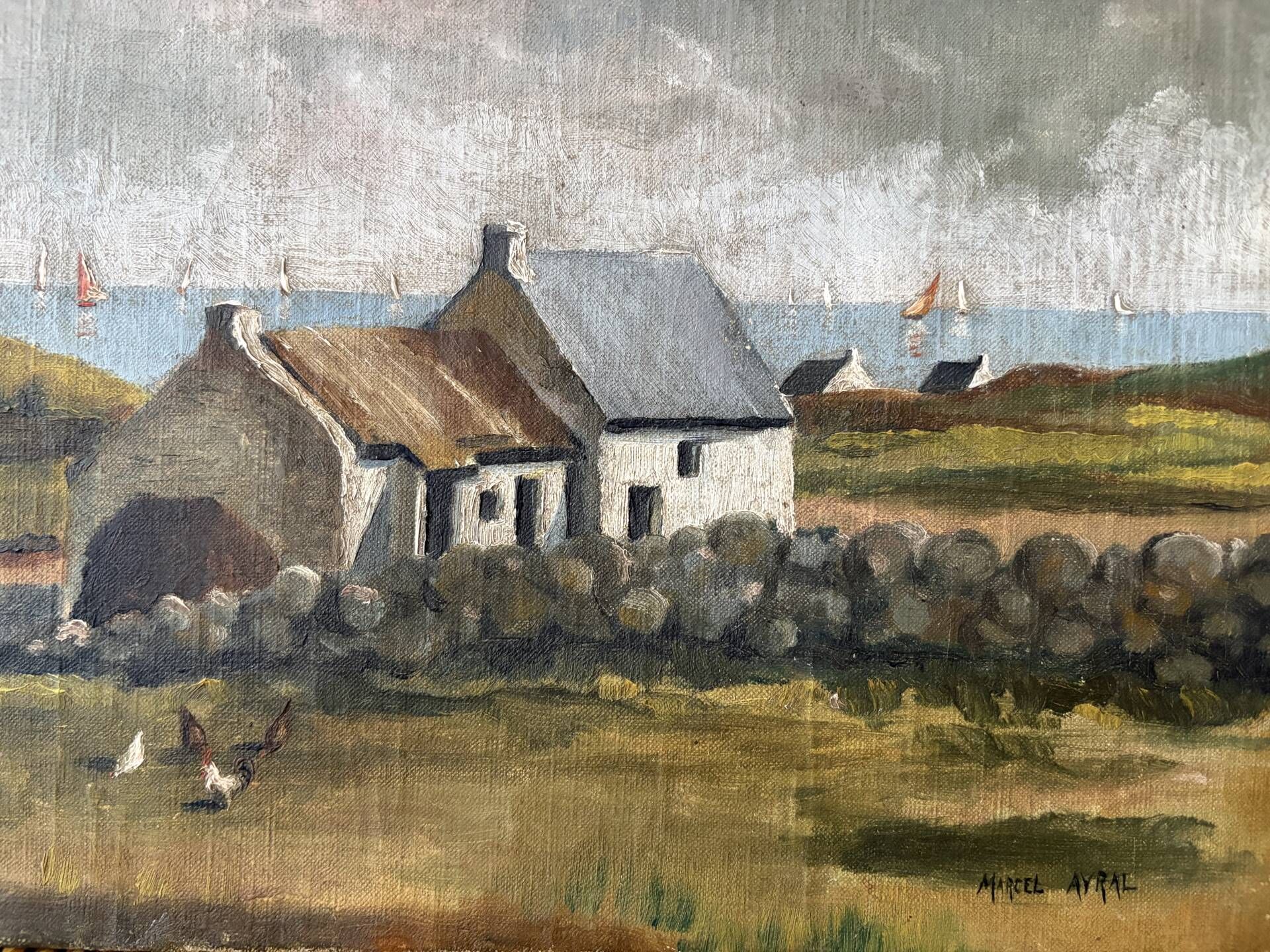 Oil painting landscape signed Marcel Ayral