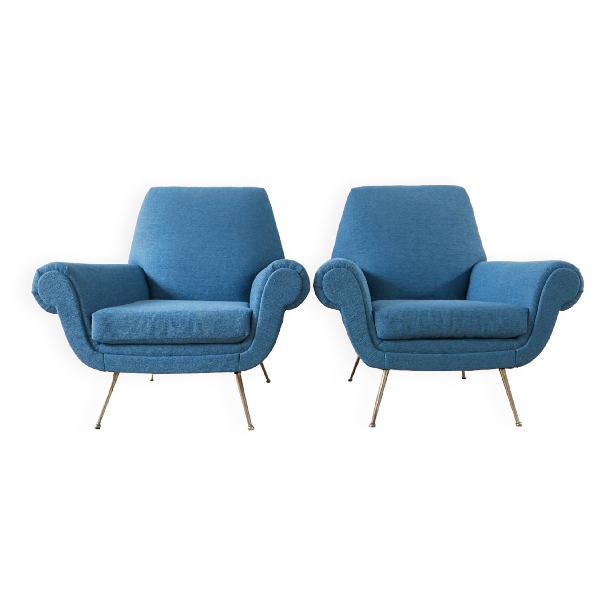 Pair of Newly Upholstered Italian Mid-Century Armchairs