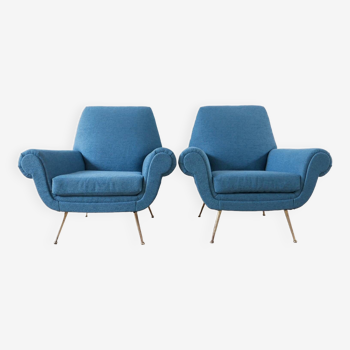 Pair of Newly Upholstered Italian Mid-Century Armchairs
