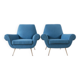 Pair of Newly Upholstered Italian Mid-Century Armchairs